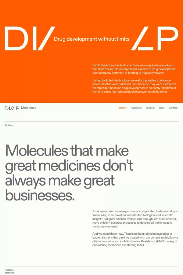 DVLP Medicines - Landing design inspiration