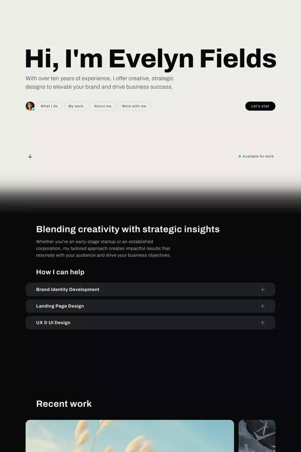 Finch â Personal Landing Page for Freelancers â Framer Template