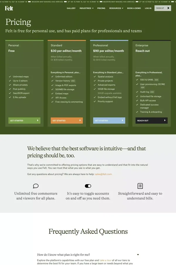 Felt - Pricing - Pricing design inspiration