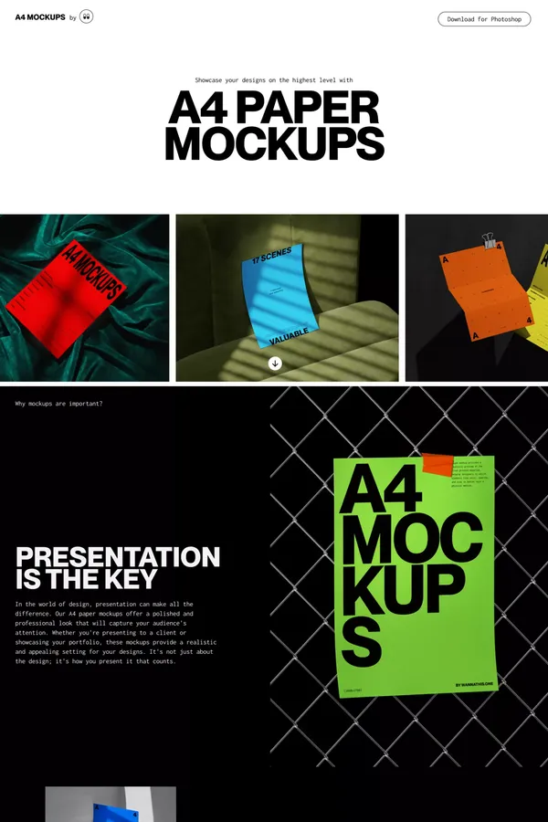 A4 Paper Mockups - Landing design inspiration