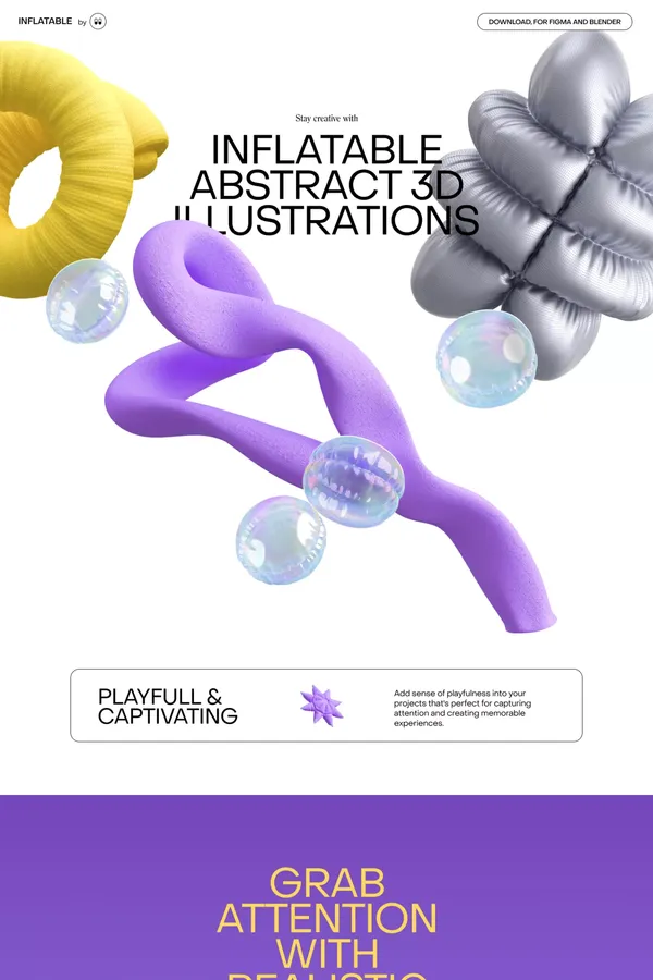 Inflatable abstract 3d illustrations - Landing design inspiration