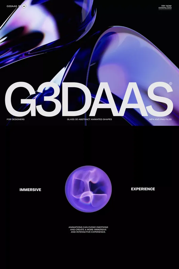 Glass 3D Abstract Animated Shapes - Landing design inspiration