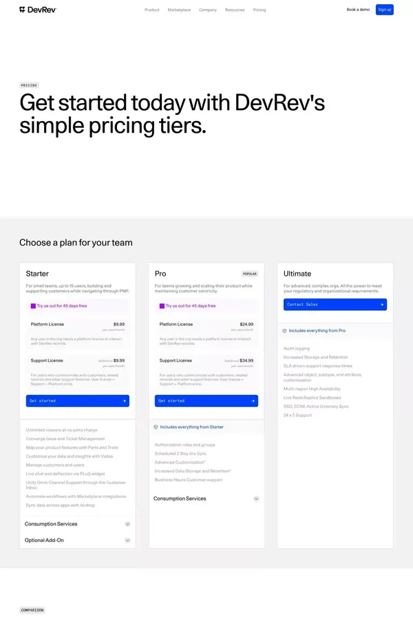 DevRev | Pricing - Pricing design inspiration