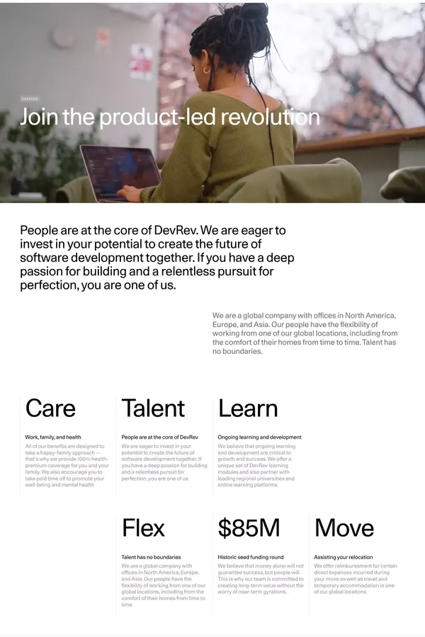 DevRev - Join the product-led revolution - Career design inspiration