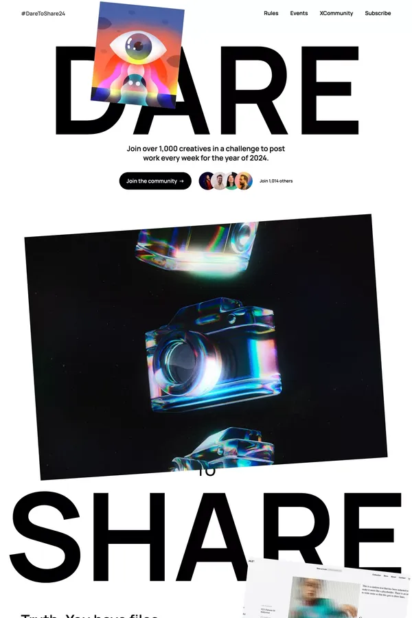 Dare to Share - Landing design inspiration