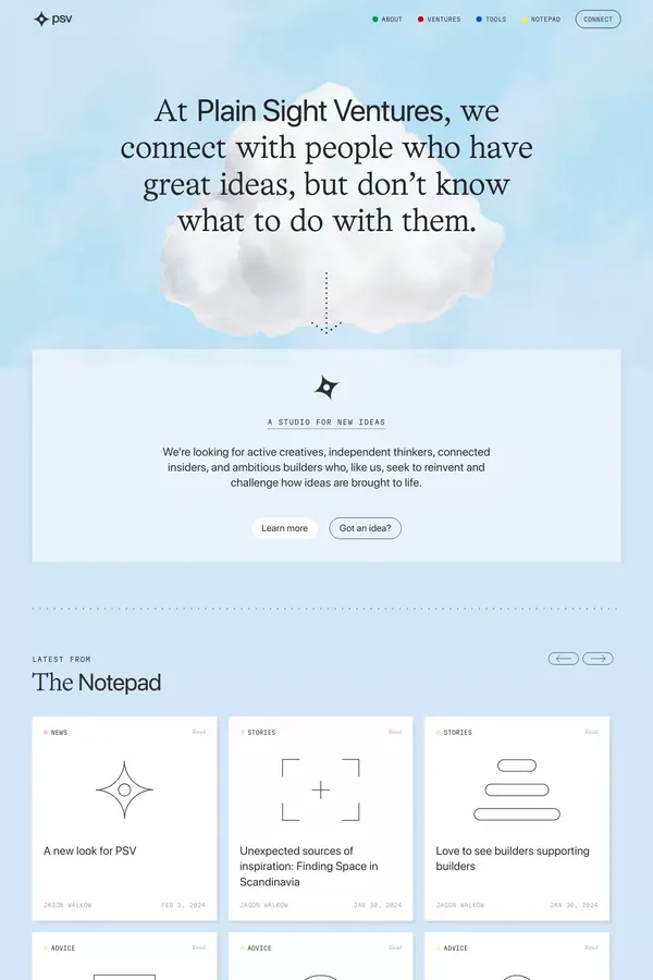 Plain Sight Ventures - Landing design inspiration