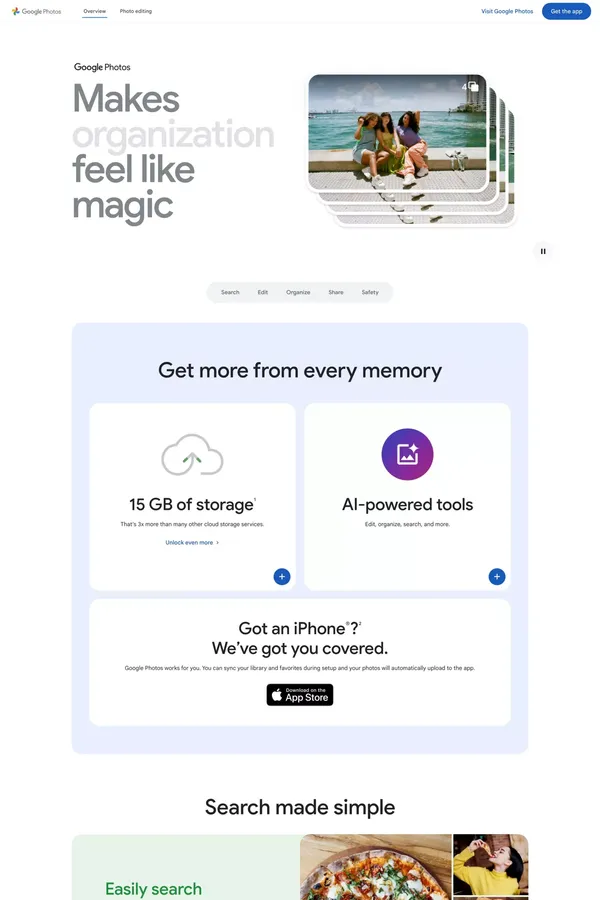 Google Photos - Landing design inspiration