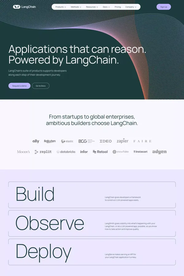 LangChain - Landing design inspiration