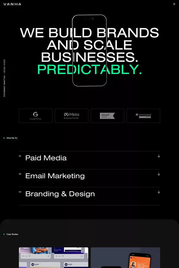 VANHA Digital - Landing design inspiration