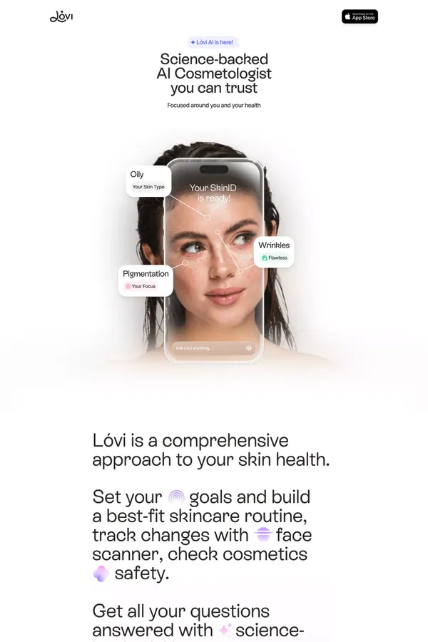 Lovi - Smart Skin Care - Landing design inspiration
