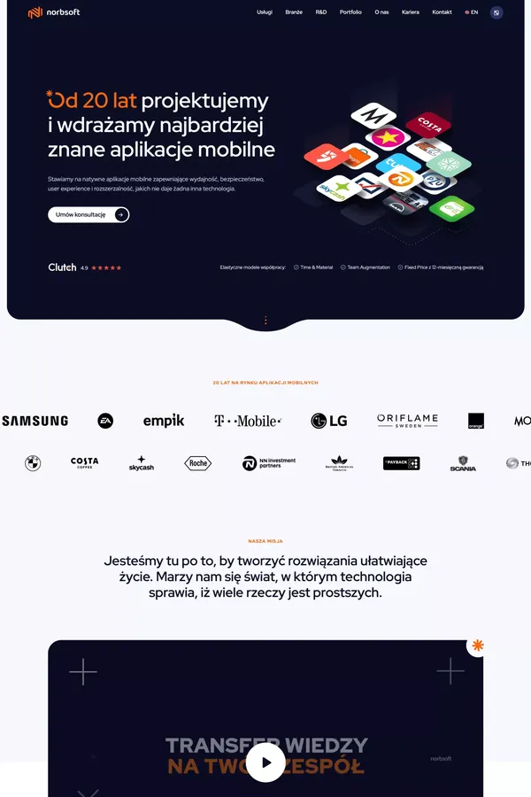 Norbsoft • Producent aplikacji mobilnych - Landing design inspiration