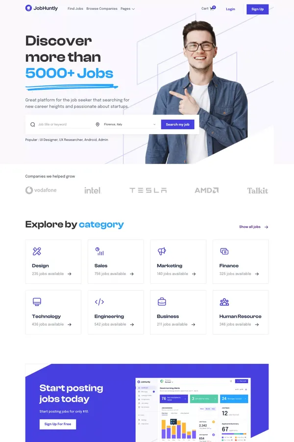 Jobhuntly - Webflow HTML Website Template