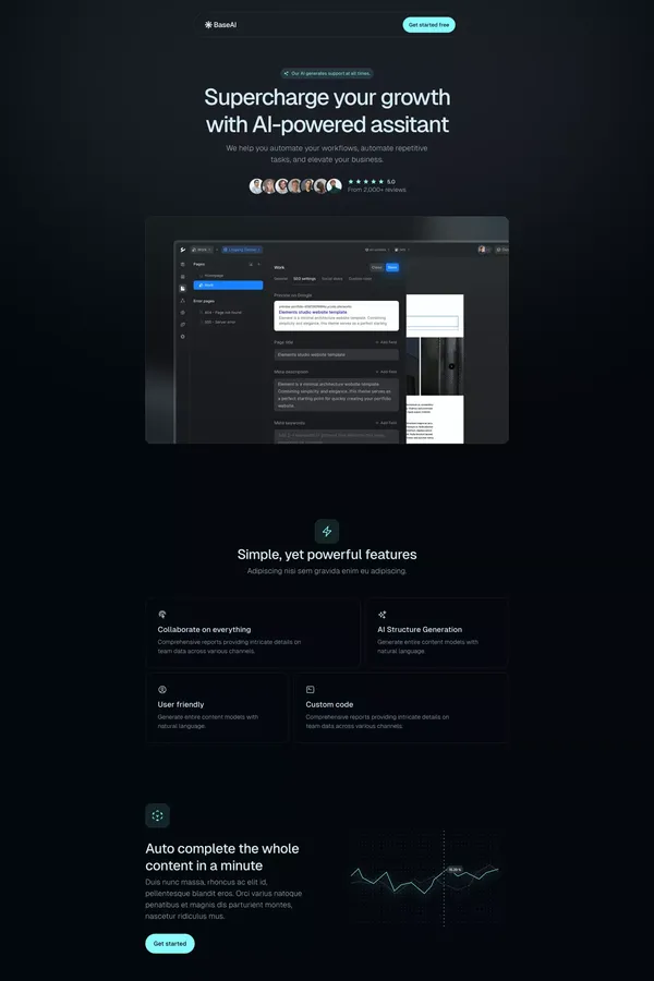 AI assistant website template - Template design inspiration