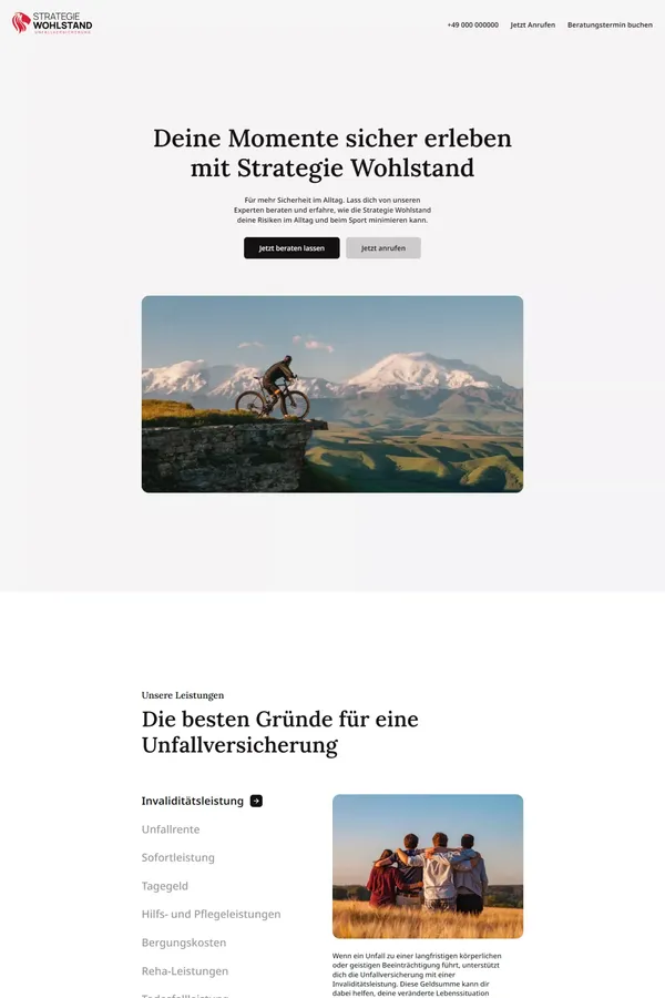 Unfallversicherung | Strategie Wohlstand - Landing design inspiration