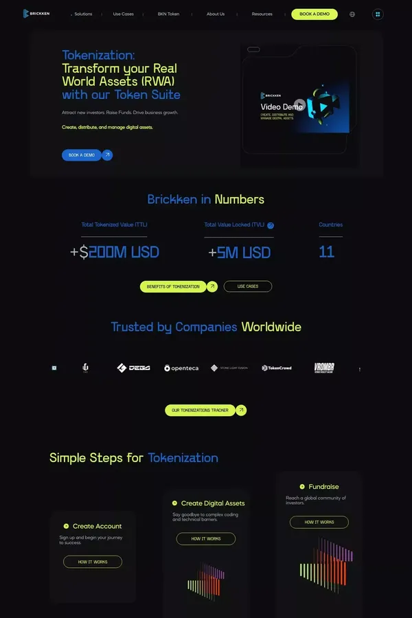 Tokenization - Create, Sell, and Manage Digital Assets - Brickken - Token Suite - website design inspiration