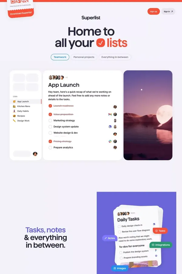 Superlist: Home to all your lists - website design inspiration
