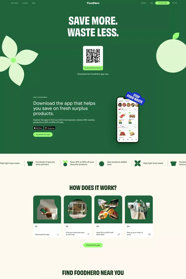 Save on groceries and fight food waste | FoodHero - Landing design inspiration