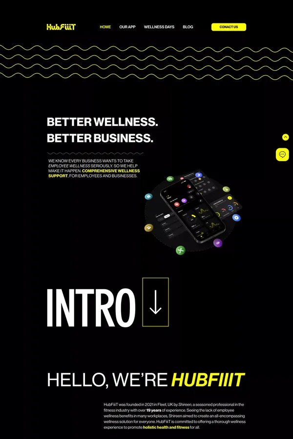 Corporate Health and Wellbeing Solution | Workplace Wellness | HubFiiiT - Landing design inspiration
