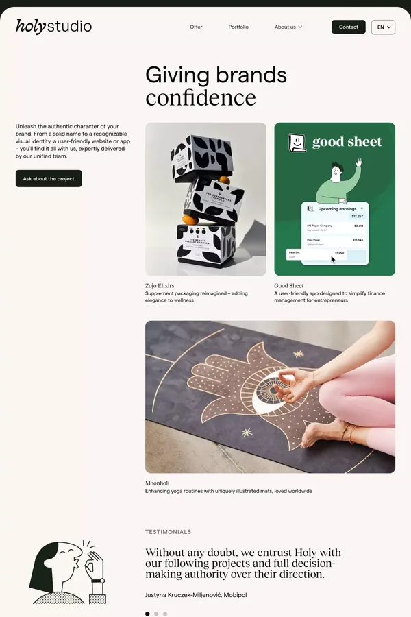 Holy Studio - Landing design inspiration