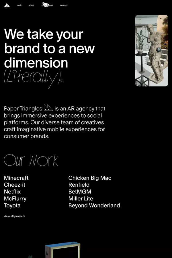 Paper Triangles · AR agency for social platforms - Portfolio design inspiration