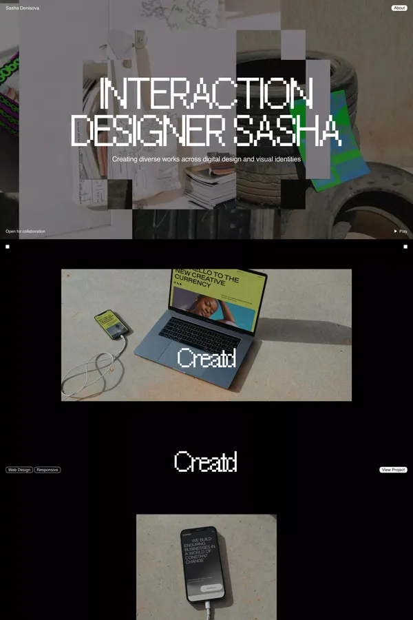 Interaction designer Sasha - Portfolio design inspiration