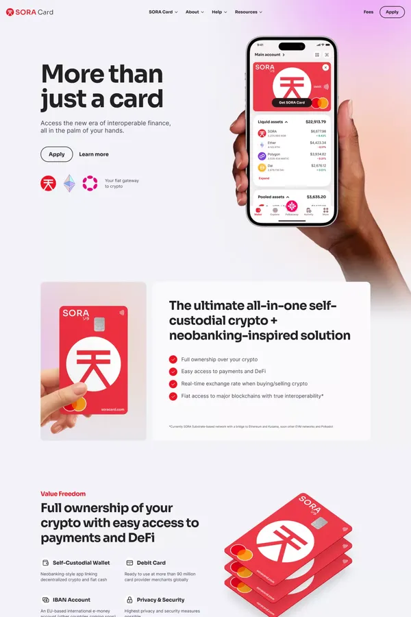 SORA Card | Value Freedom - Product page design inspiration