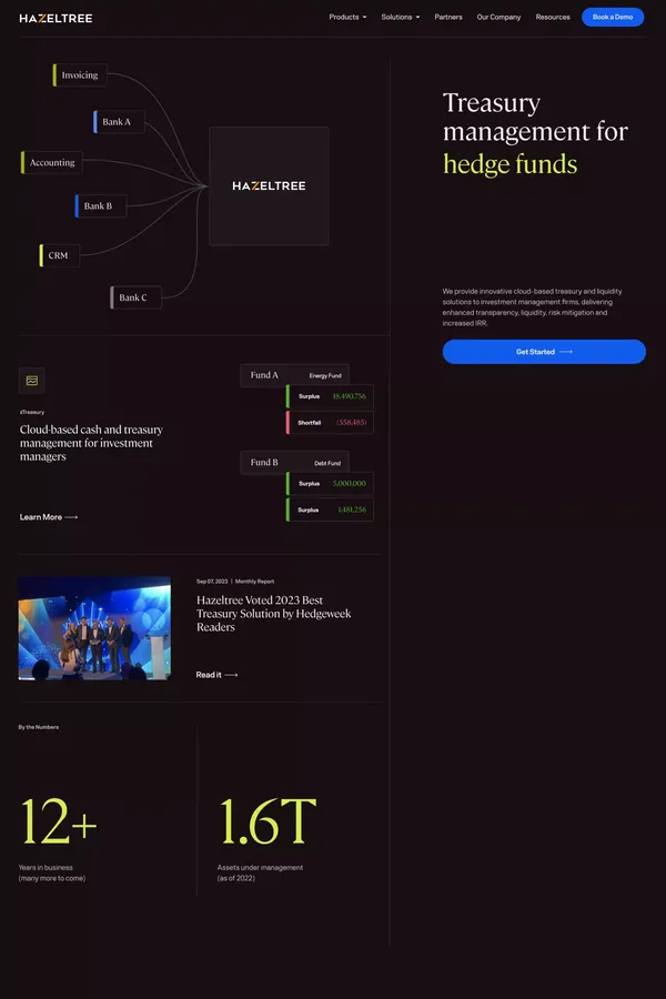 Hazeltree | Treasury and Liquidity Management Software - Landing design inspiration