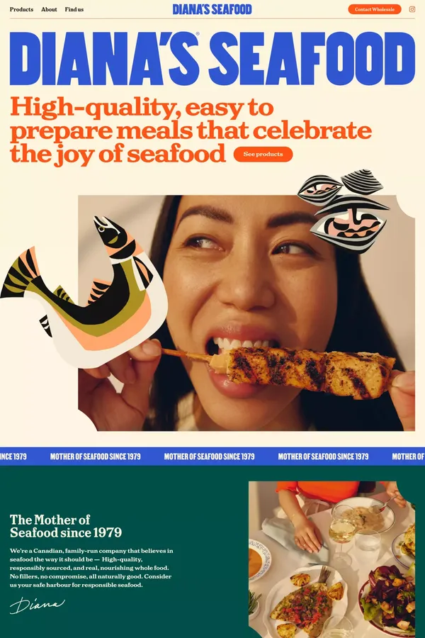 Diana's Seafood - Landing design inspiration