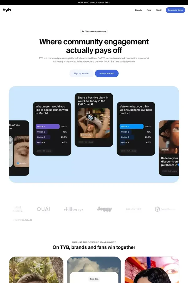 Community Rewards Platform | TYB - Landing design inspiration