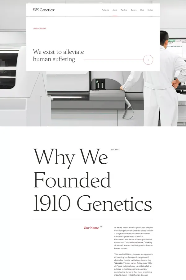 1910 Genetics — Drug Design Powered by AI, Driven by Biology - About Us  design inspiration