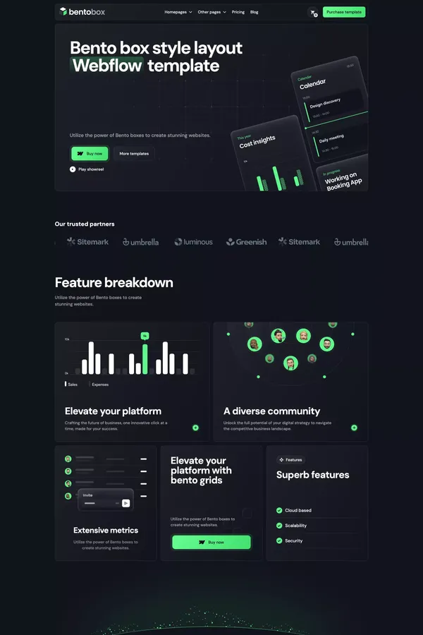 Bentobox - Webflow Ecommerce website template