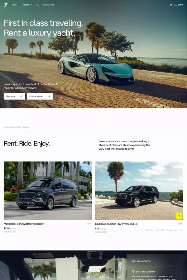 TopTier Miami Rentals | Luxury Car Rentals & Yacht Charters
