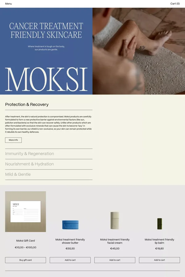 Skincare during cancer treatment - Ecommerce design inspiration