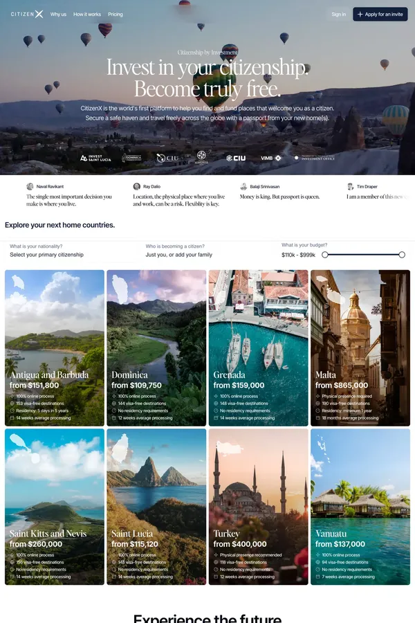 CitizenX | The most trusted Citizenship by Investment platform - Landing design inspiration