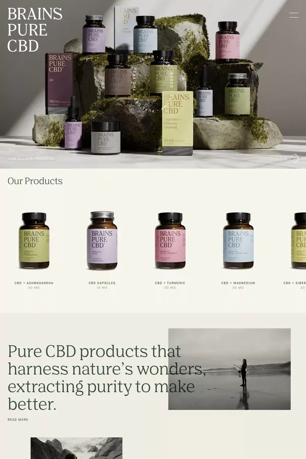 Brains Pure CBD - Landing design inspiration