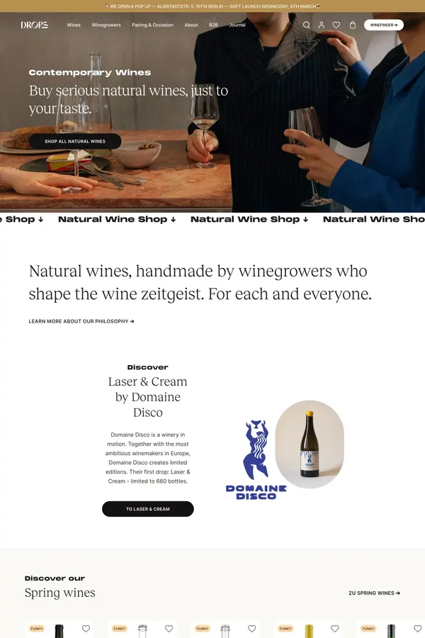 Naturwein kaufen | Drops - Contemporary Wines - Ecommerce design inspiration