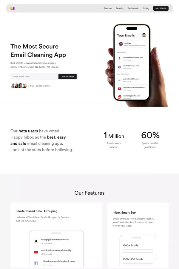 Happy Inbox - Landing design inspiration