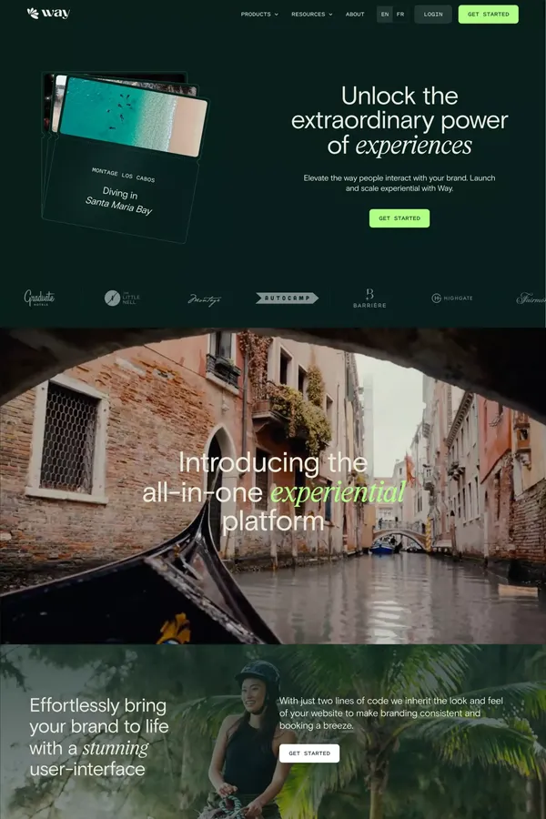Way | The all-in-one experiential platform - Landing design inspiration