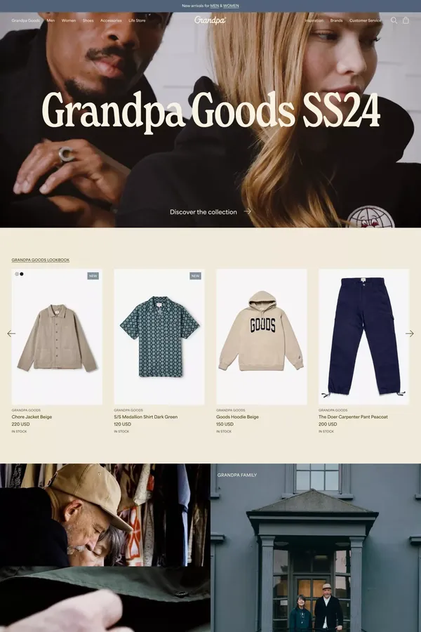 Grandpa - Good people, good products, good impact - Ecommerce design inspiration