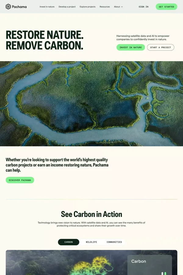 Pachama | Restore nature. Remove carbon. - Landing design inspiration
