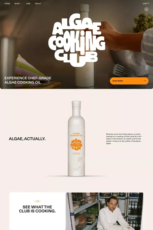 Algae Cooking Club - Landing design inspiration