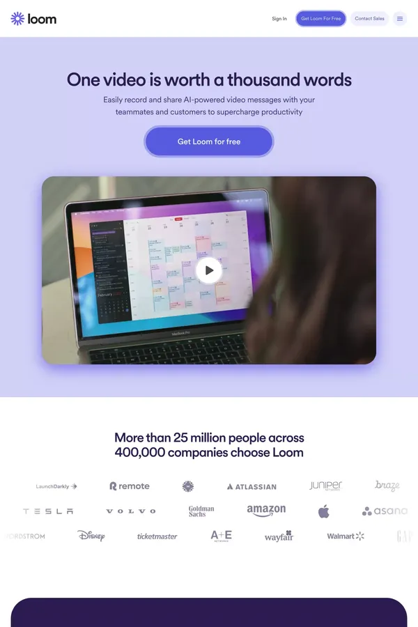 Free screen recorder for Mac and PC | Loom - Landing design inspiration