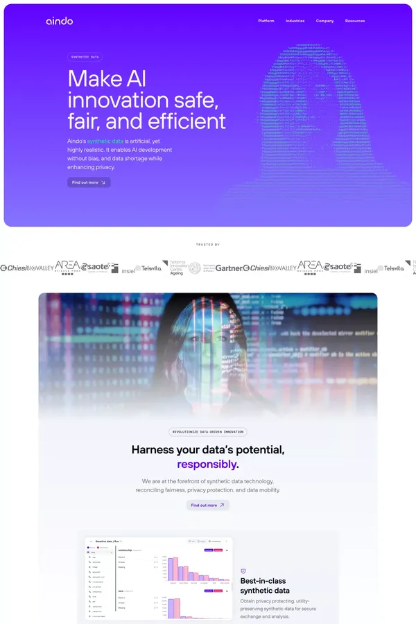 Aindo AI - Your AI partner - Landing design inspiration