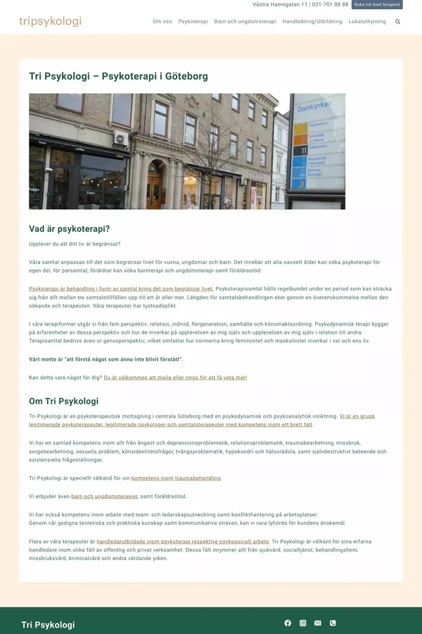 Psykoterapi I Centrala Göteborg - Tri Psykologi - website design inspiration