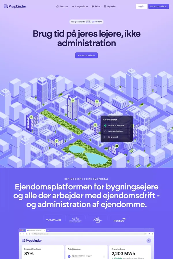 Propbinder - Den moderne ejendomsplatform - Landing design inspiration