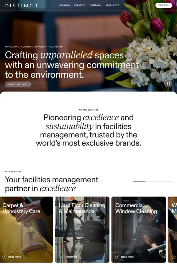 Facilities Management for Luxury Brands — Distinct Group - Landing design inspiration