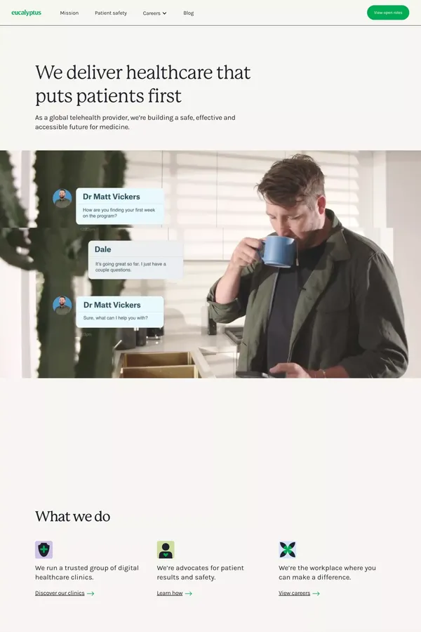 Eucalyptus | Digital Healthcare That Puts Patients First - Landing design inspiration