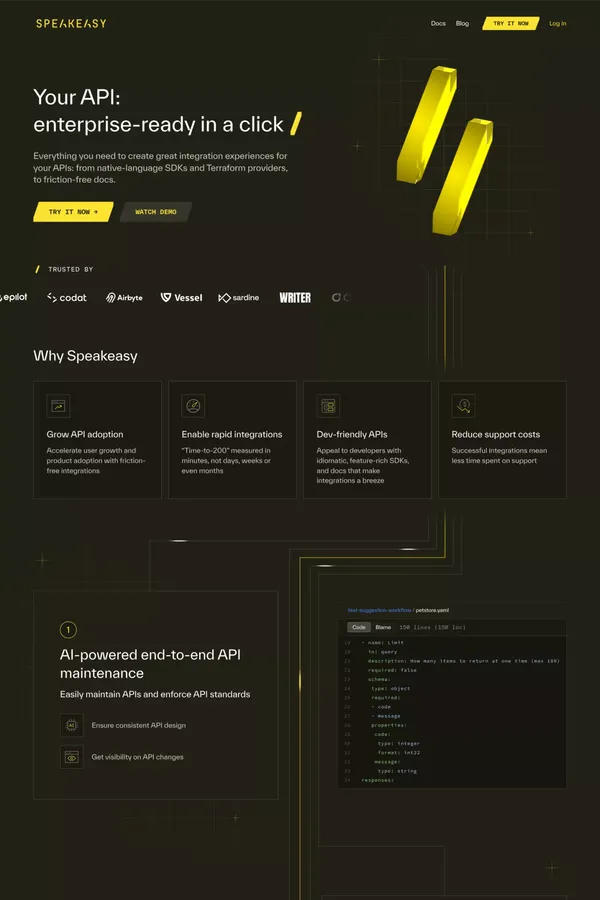 SDKs & Terraform Providers for Your API | Speakeasy - Landing design inspiration