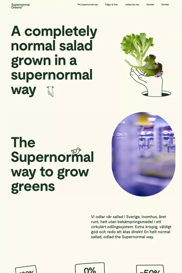 Supernormal Greens | Sallad med gott samvete från Ljusgårda - Landing design inspiration