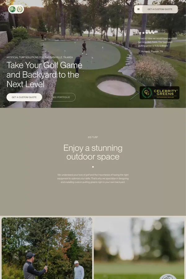 Custom Putting Greens & Artificial Turf in Nashville | 615 Turf - Landing design inspiration